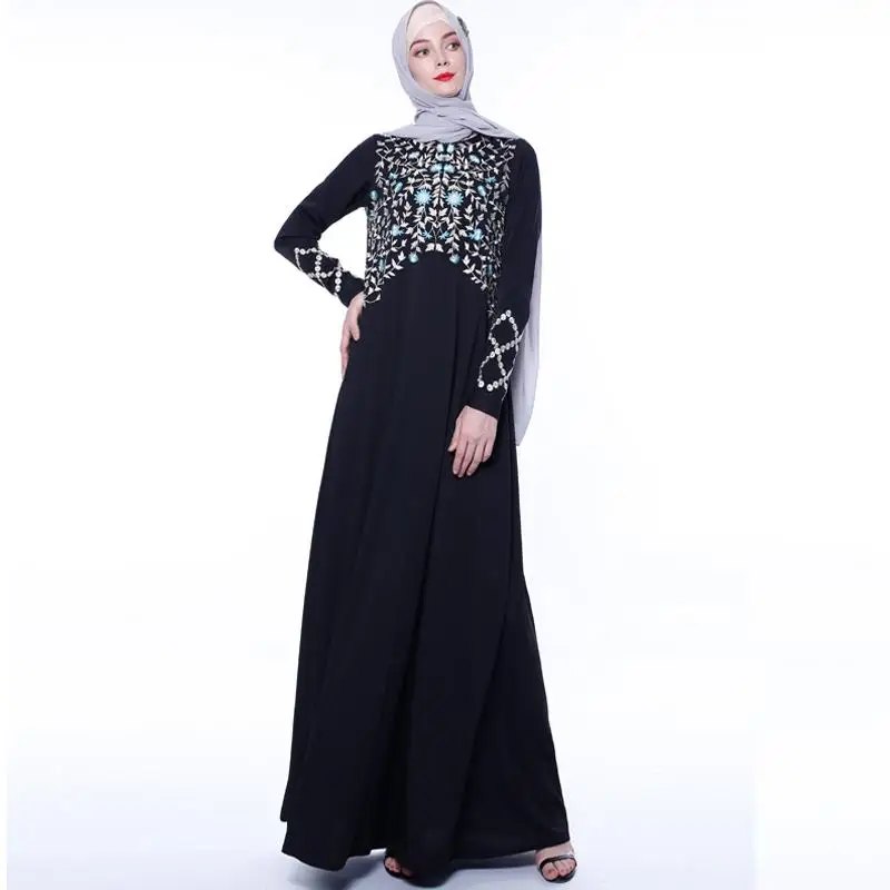 Abaya вышивка Дубайский мусульманский женское длинное платье Кафтан Вечерние