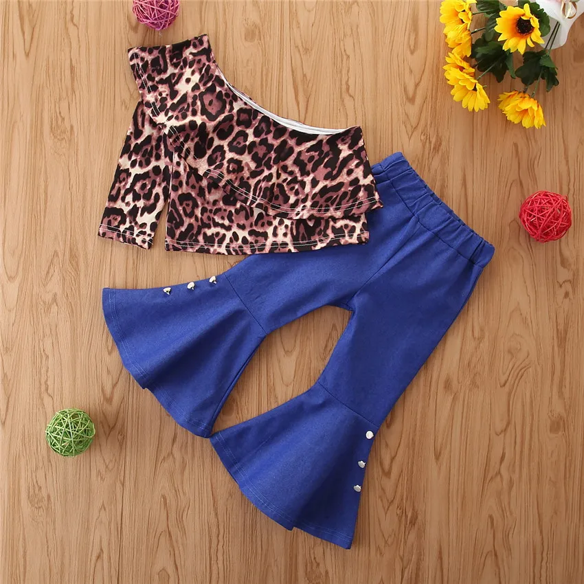 От 1 до 6 лет модная детская одежда для девочек с леопардовым принтом открытыми