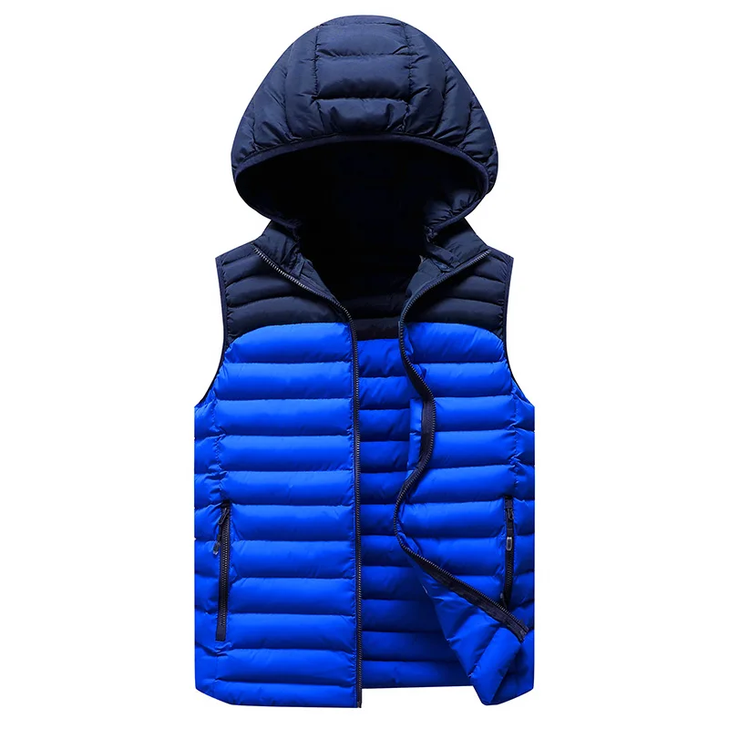 

Men's Hooded Vests Jacket Winter Thick Orange Mens Coats Sleeveless WaistCoat Collar Casual Men Clothing Chaleco Hombre