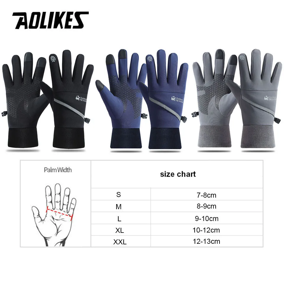 

AOLIKES Winter Cycling Gloves Bicycle Warm Touchscreen Full Finger Gloves Waterproof Outdoor Bike Skiing Motorcycle Riding