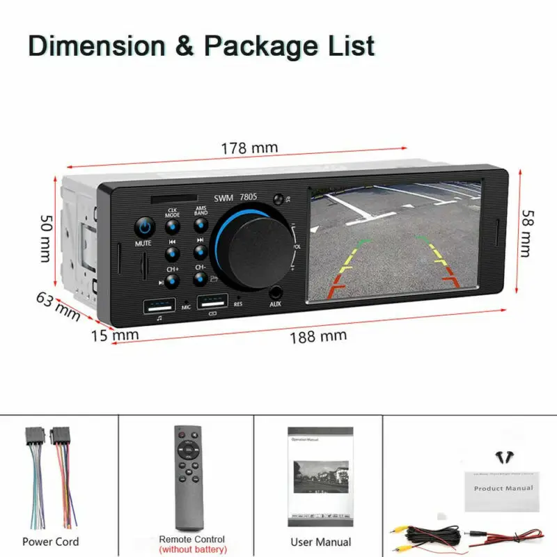 4,1 ''HD 1 Din автомобильный DAB радио стерео Hands-free FM AM WMA Bluetooth AUX In-Dash MP5 U диск MP5 плеер Bluetooth