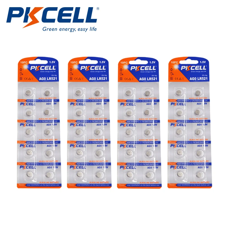 40xPKCELL 1 5 V AG0 Кнопка сотового Батарея SR63 SG0 379A LR521 SR521 SR521SW 521 C30S часы Батарея|Часовые