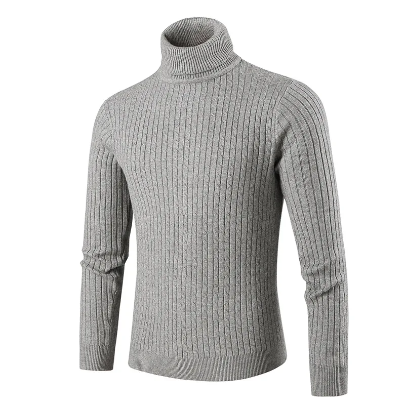 

2021 Men's Turtleneck Sweater Autumn Winter Men's Rollneck Warm Knitted Sweater Keep Warm Men Jumper