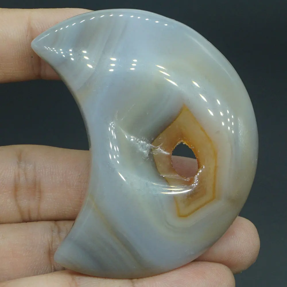 

Moon Sculpture Natural Gemstone Agate Geode Figurine Crystal Healing Decor#10