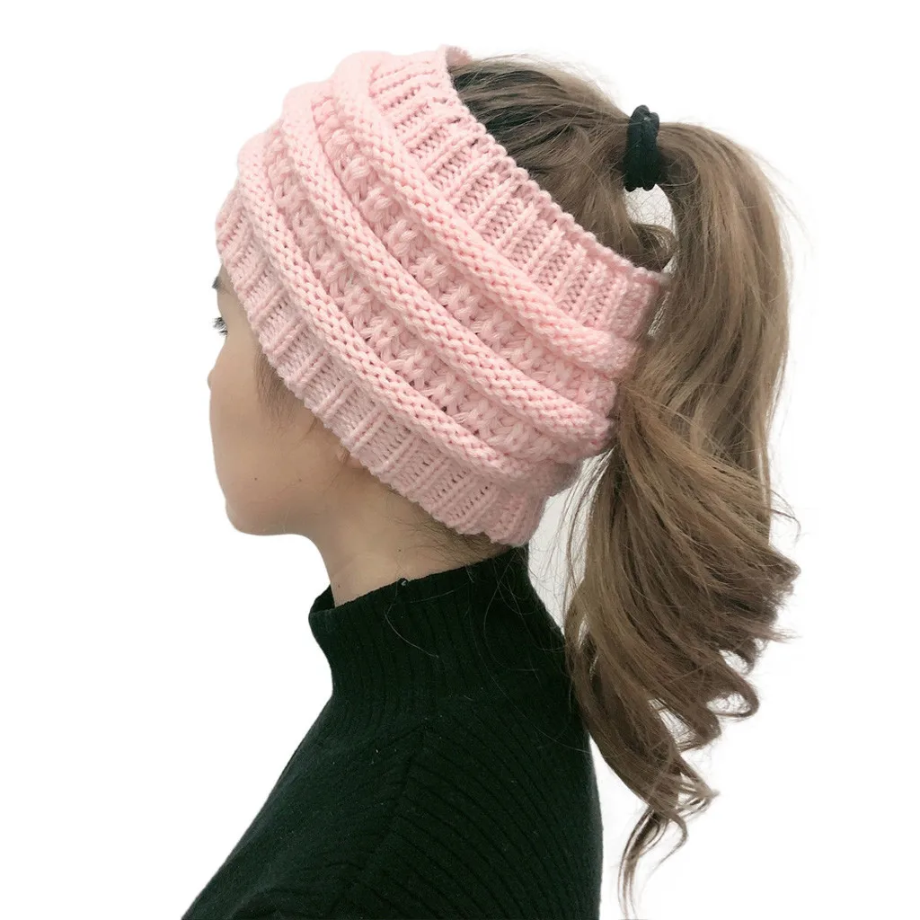 Women Fashion Outdoor Solid Color Splice Hats Crochet Knit Holey Beanie Caps New Ladies Autumn Warm Headband Empty Top #P2 | Аксессуары
