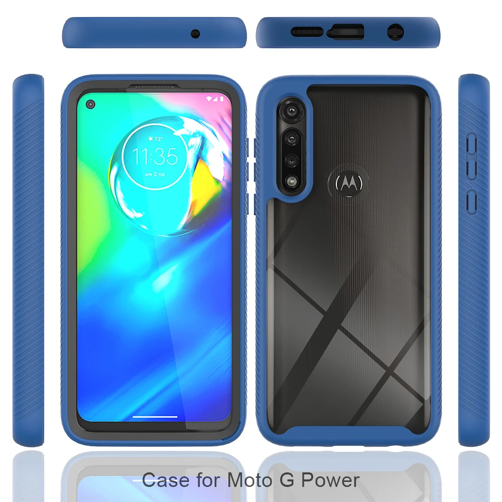 

For Motorola Moto G7 Power Shockproof Case For One Fusion Hyper G9 Play G8 G Power Lite Edge Plus 5G TPU+PC Clear Case Cover