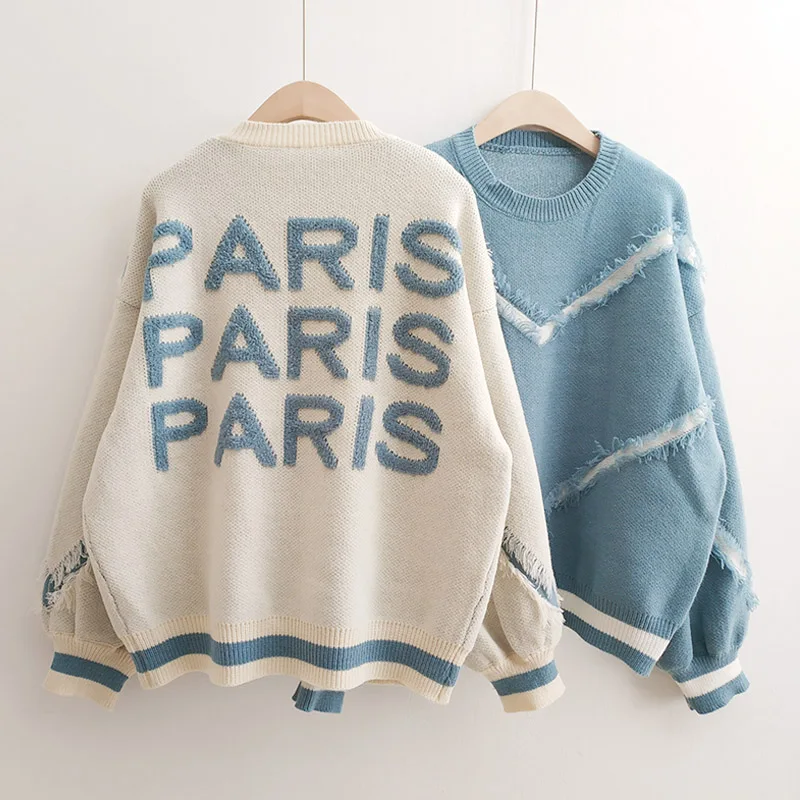 Женский свитер оверсайз Свободные корейские свитера и пуловеры большого размера