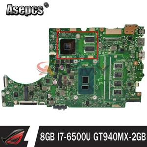 UX310UV Laptop motherboard for ASUS UX410UQ (14 inch) UX410U UX310U
original mainboard 8GB-RAM I7-6500U GT940MX-2GB