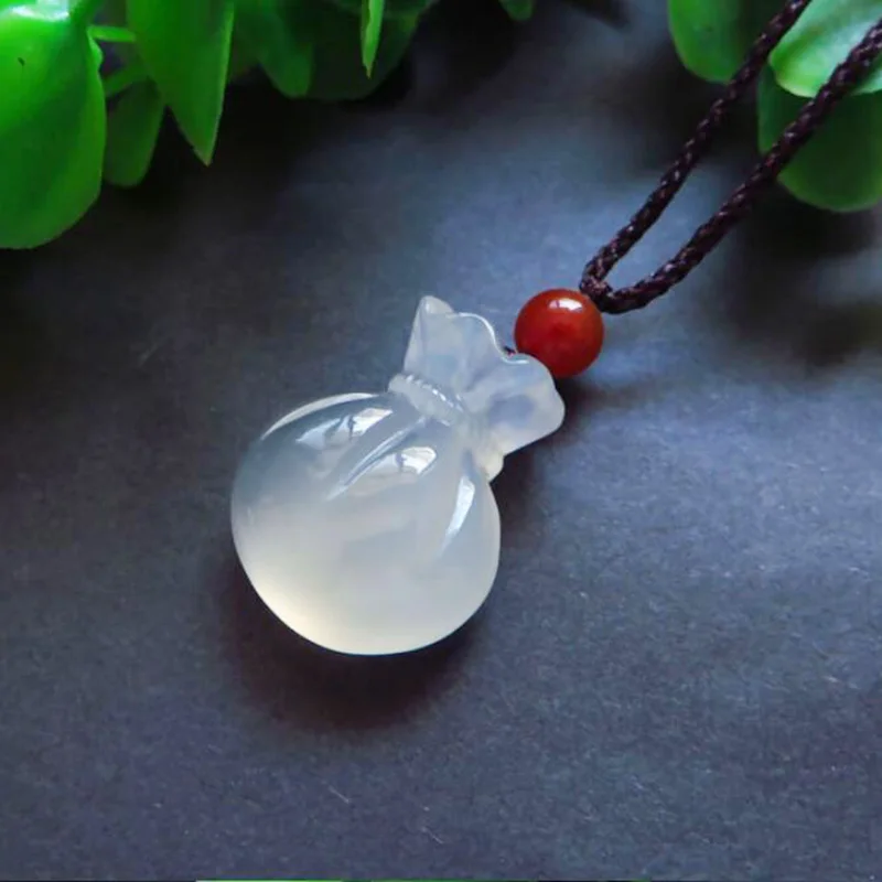 Подвеска из натурального агата халцедона с сумкой удачи ювелирные изделия