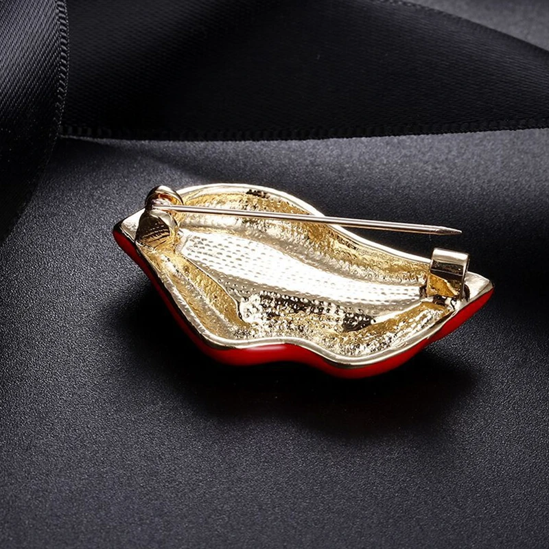 Эмалированные броши в виде красных губ для женщин вечерние Броши из сплава
