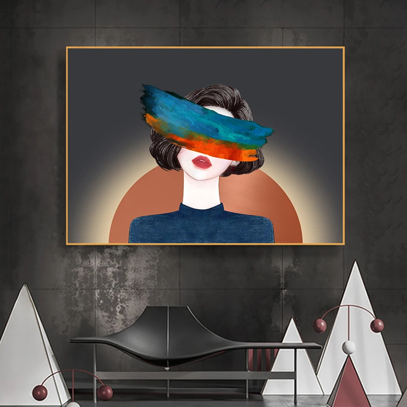 Абстрактная декоративная краска, искусственная Краска на холсте, картина с изображением девушки в скандинавском стиле, Настенная картина для гостиной, домашний декор