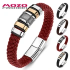 Мужские и женские браслеты MOZO, плетеные браслеты из натуральной кожи в стиле хип-хоп, в стиле панк, 177