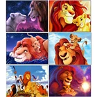 Алмазная 5D картина, полноразмернаякруглая Алмазная вышивка с рисунком льва, короля Симбы, мультяшное животное, мозаика