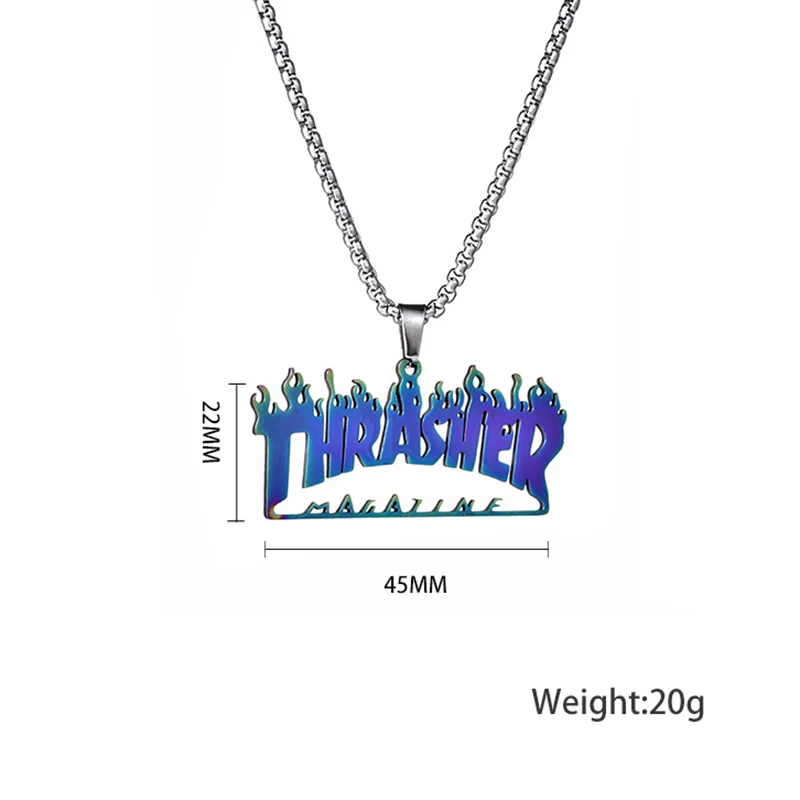 Ожерелье с подвеской из нержавеющей стали надписью пламя для мужчин и женщин