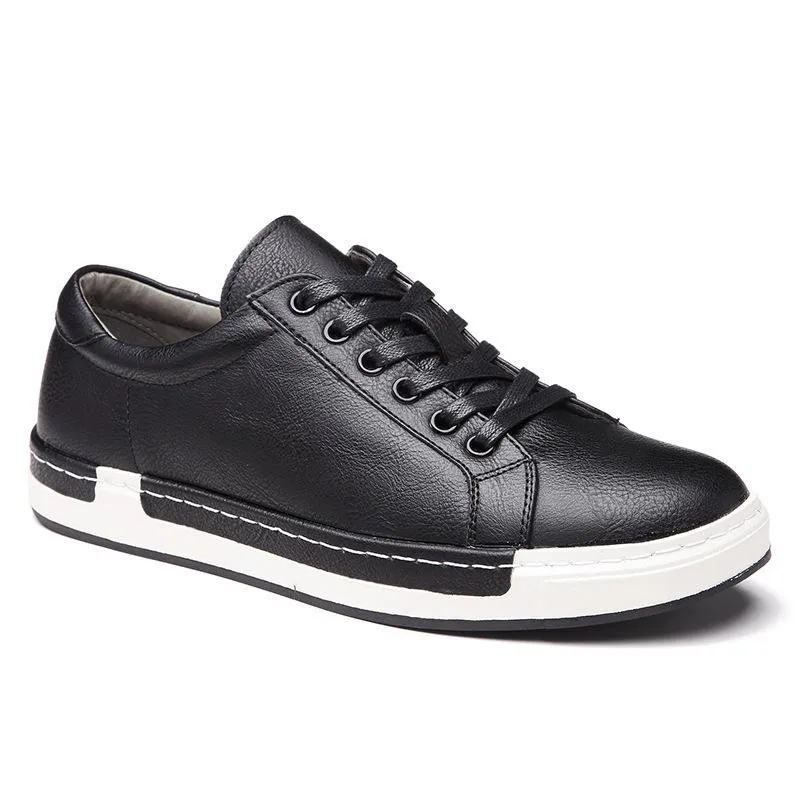 

2020 Fashion Sneakers Men Shoes Soft Leather Mens Casual Shoes Flat Male Footwear Classic Black White Shoes Yellow Grey