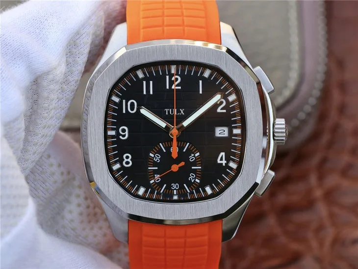

Replica Men's Watches TULX 5968A-001 Automatic Mechanical Chronograph Watch Orange and Black Fashion Casual Hot-sale Top-quality