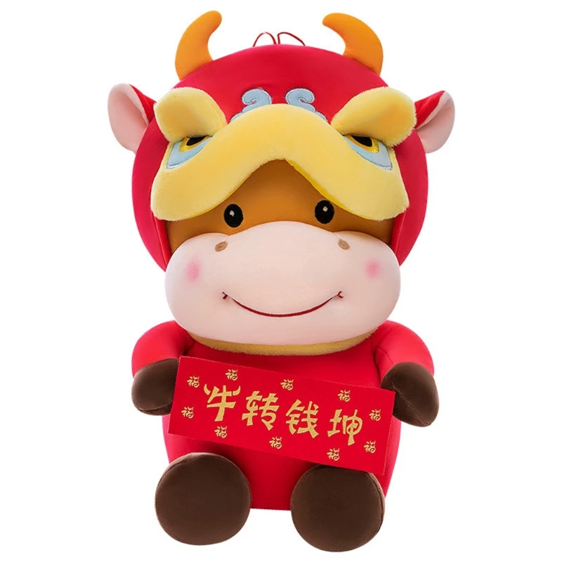 

Chinese New Year Red Bull Decoration 2021 Year of The Ox Festival Decoration J2HD