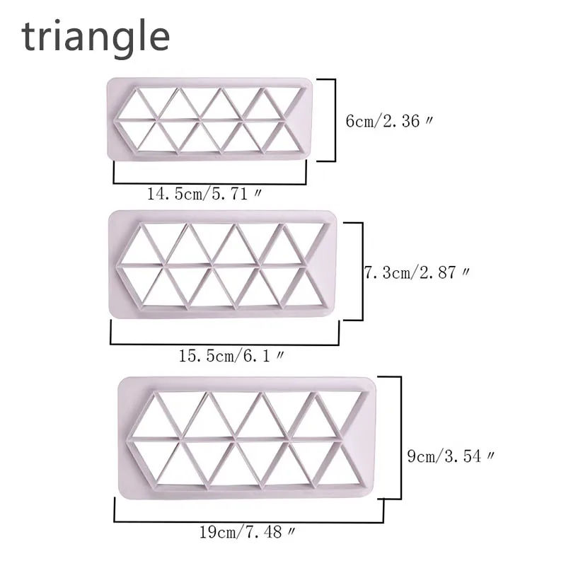 triangle 3 шт Портативные бисквитные высечки пищевая выпечка аксессуары пластиковые Кухонные гаджеты для торта плесень инструменты для украшения торта - Цвет: triangle