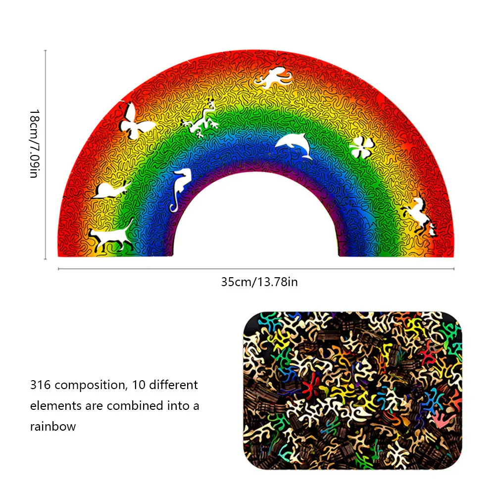 

Rainbow Animal Shape DIY Wooden Puzzle for Adults Children Wooden Puzzles Best Christmas Gift Wooden Jigsaw Puzzle for Kids