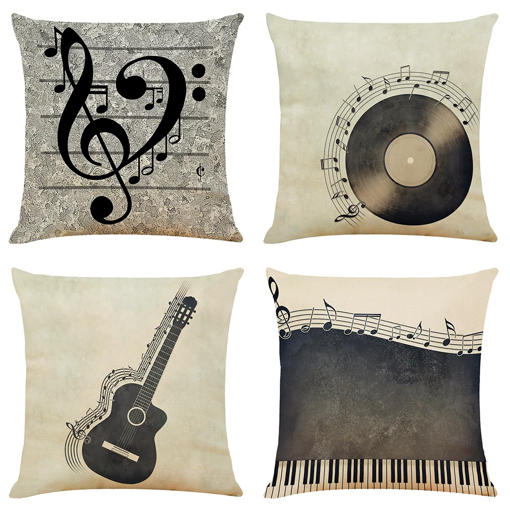 Наволочка для подушки в винтажном стиле с музыкой декоративная подушка Hoga funda
