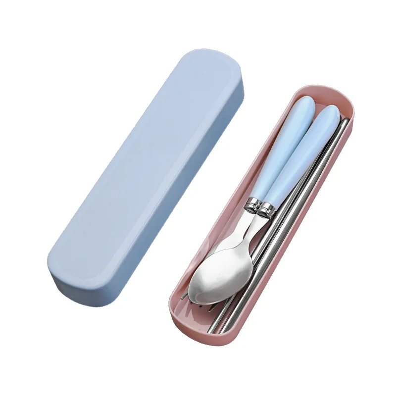 

Cutlery Set Stainless Steel Chopsticks Spoon Kit Portable Tableware Set Office Worker Spoon Fork Chopsticks Three-Piece Travel