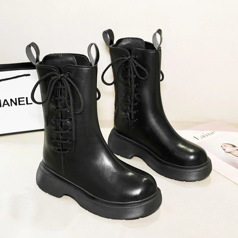 

Winter New Women Casual Boots Fashion Warm Boots Top Quality Pu Leather Platform Military Boots