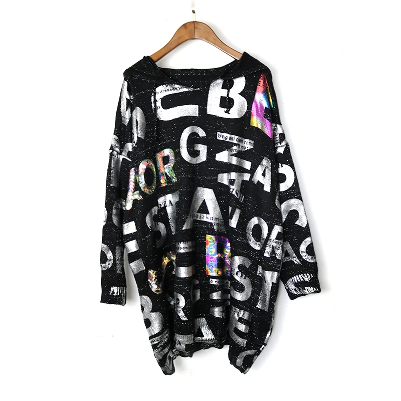 

Harajuku style Bronzing Print Sweater Women Clothes 2020 Fashion Hoodies Full Sleeve Match All Plus Size Sweaters