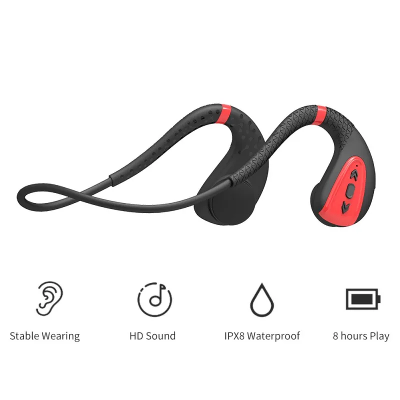 Улучшенный тонкий дизайн наушники Bluetooth 5,0 наушники костной проводимости Водонепроницаемый IPX8 8 Гб памяти хранения беспроводные наушники