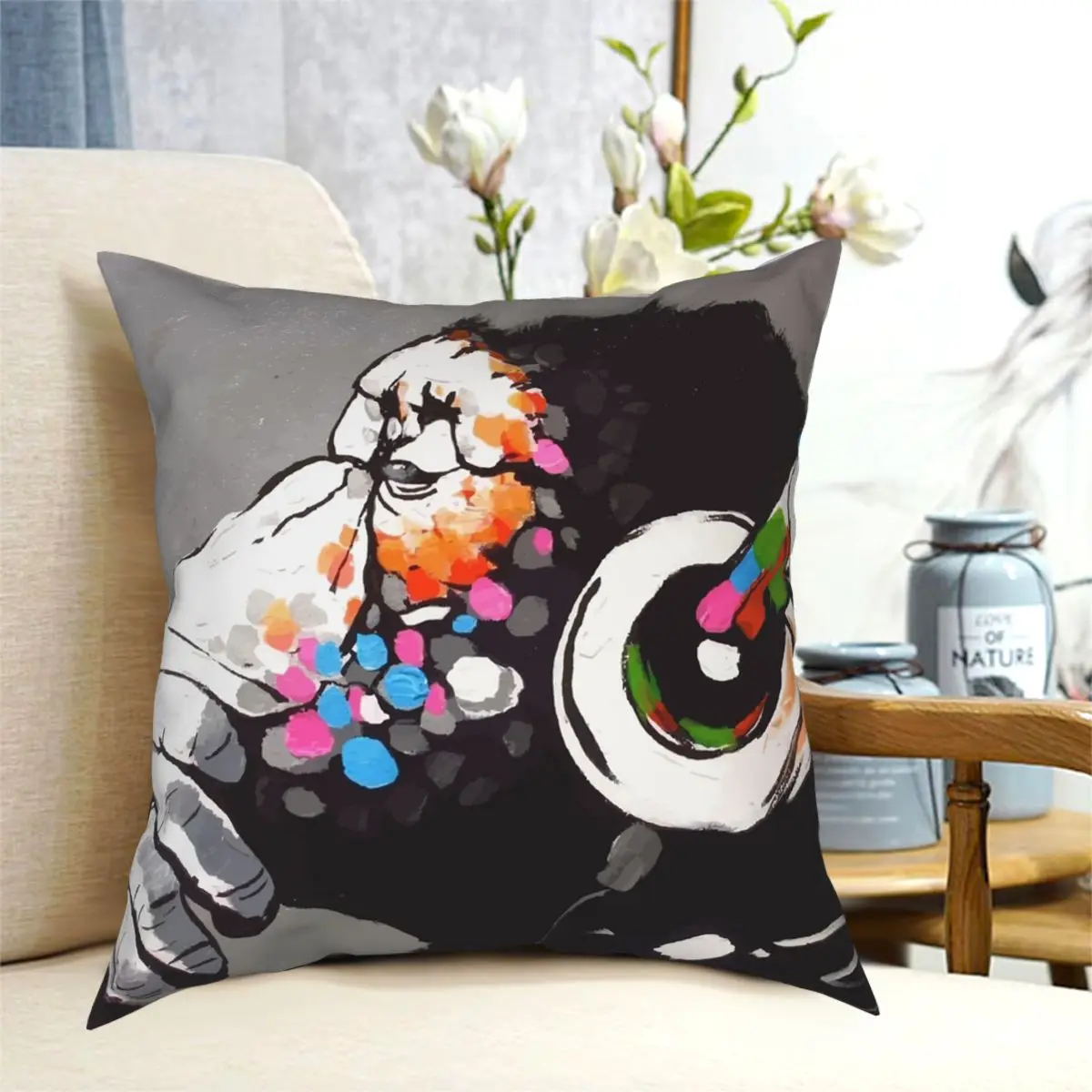 

Banksy DJ Monkey Thinker With Headphones Pillowcase Printed Zip Decorative for Room Cushion Cover Wholesale 45*45cm