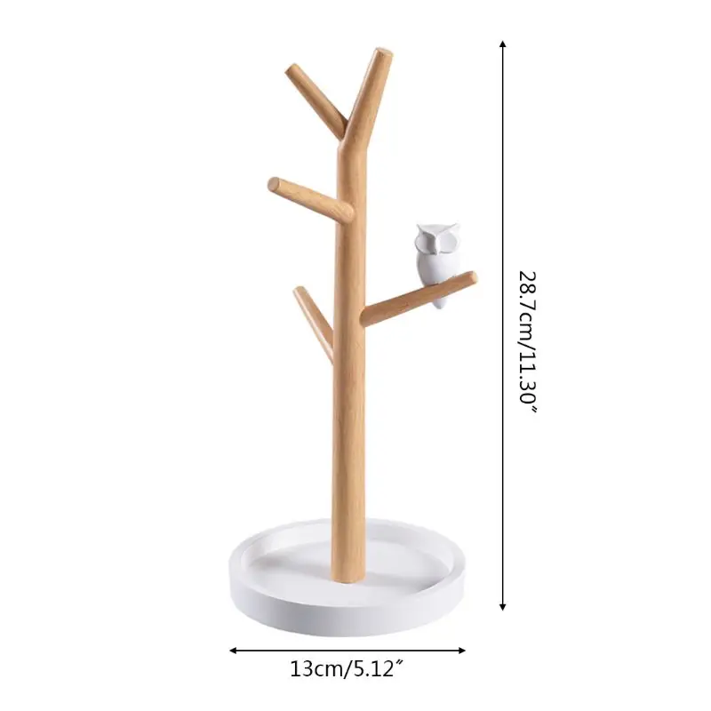 

Resin Owl Tree Stand Jewelry Display Rack Necklace Ring Earring Storage Organizer Show Holder Decor