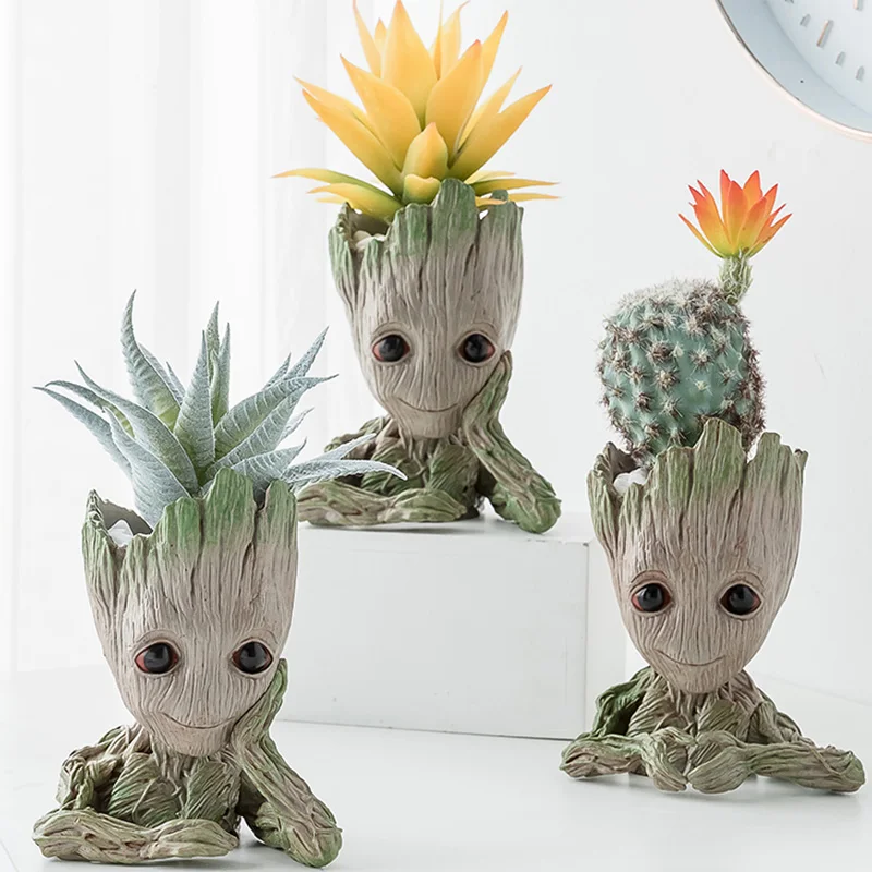 

Baby Groot Flowerpot Figurines Tree Man Cute Model Toy Pen Pot Garden Planter Gift for Kids