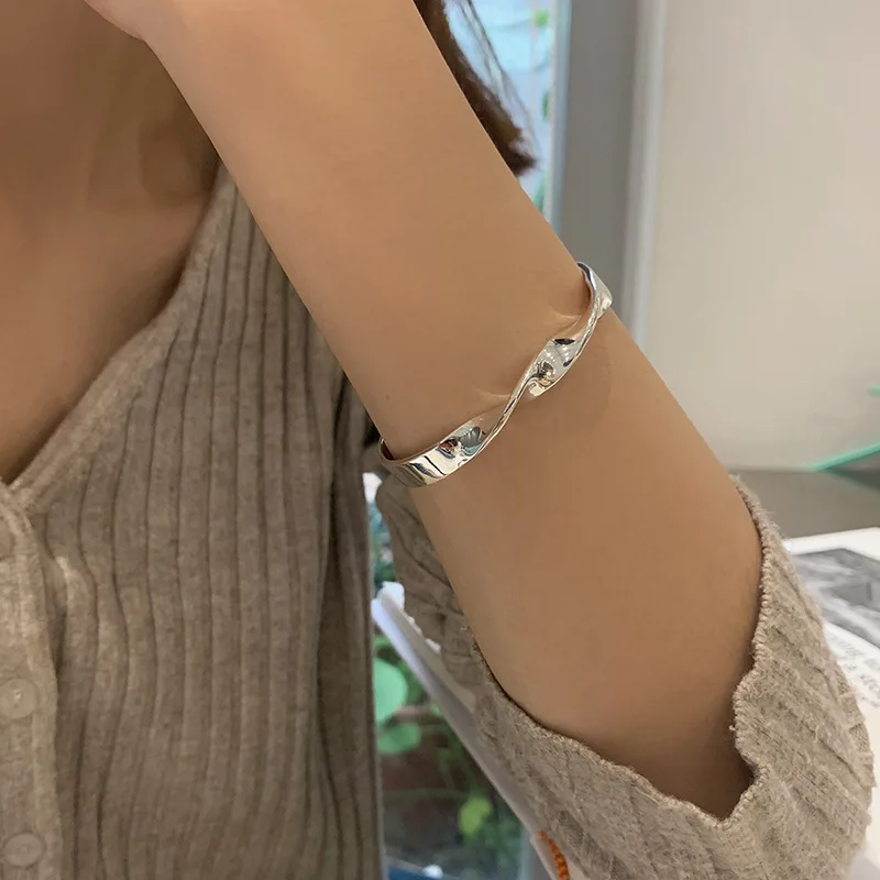 

925 Sterling Silver Bracelet Retro Irregular Line Spiral Bracelet Designer Bracelet Women's Jewelry Women's Bracelet Goth