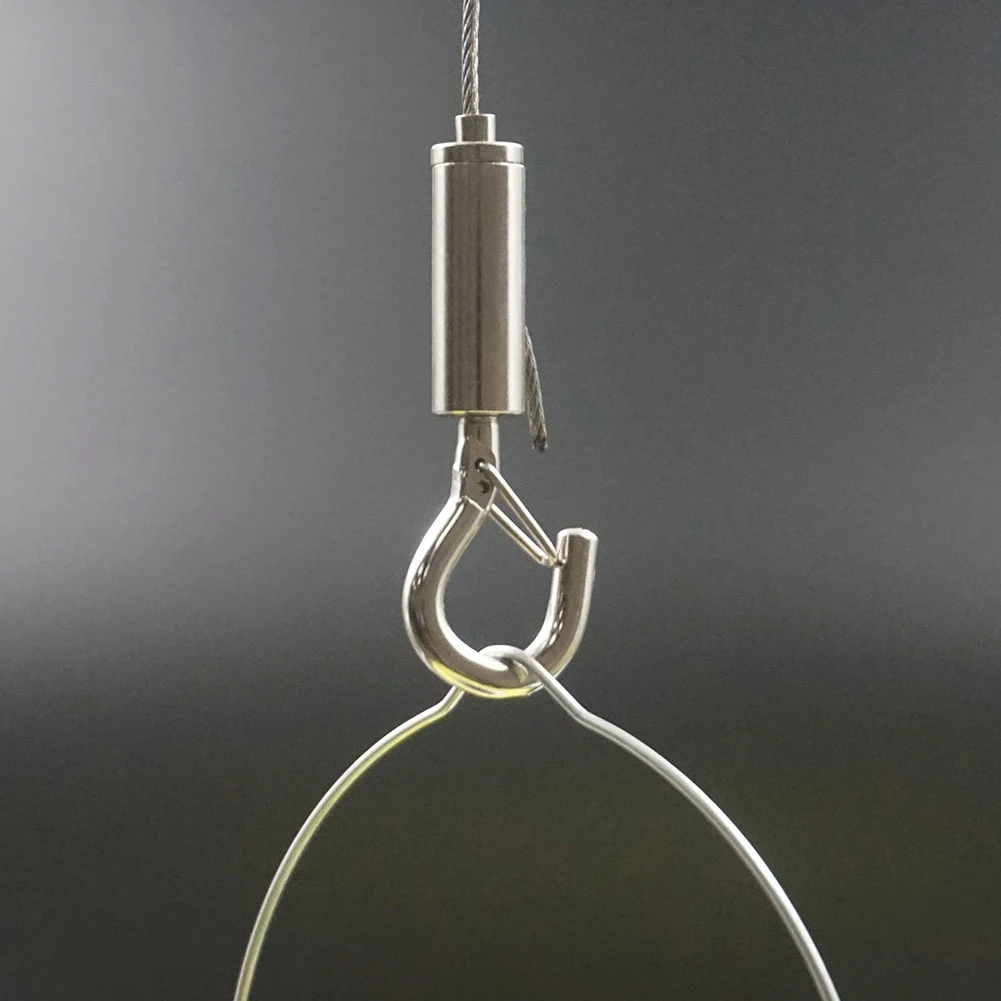 

2 Pcs Stainless Steel Wire Rope Automatic Wire Rope Clamp With Lock Hook Hanging Washer Equipment For Panel Light NW