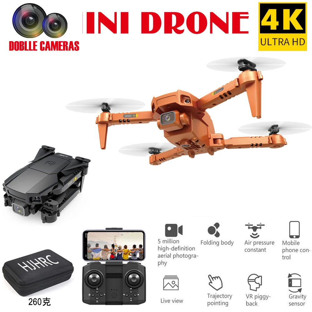 Мини RC дроны HJ78 Дрон с разрешением 4K HD двойной Камера WI FI FPV Смарт селфи Бла