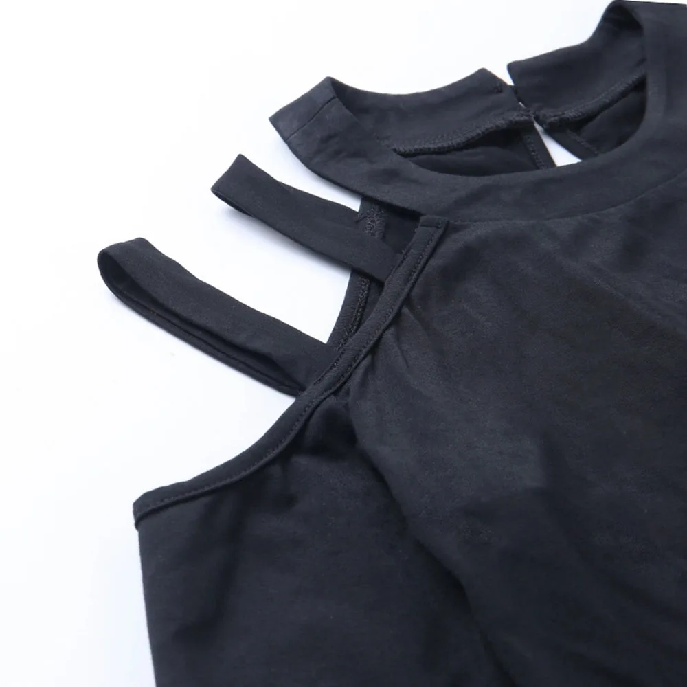 Женская футболка с длинным рукавом винтажная черная вырезами гранж готика