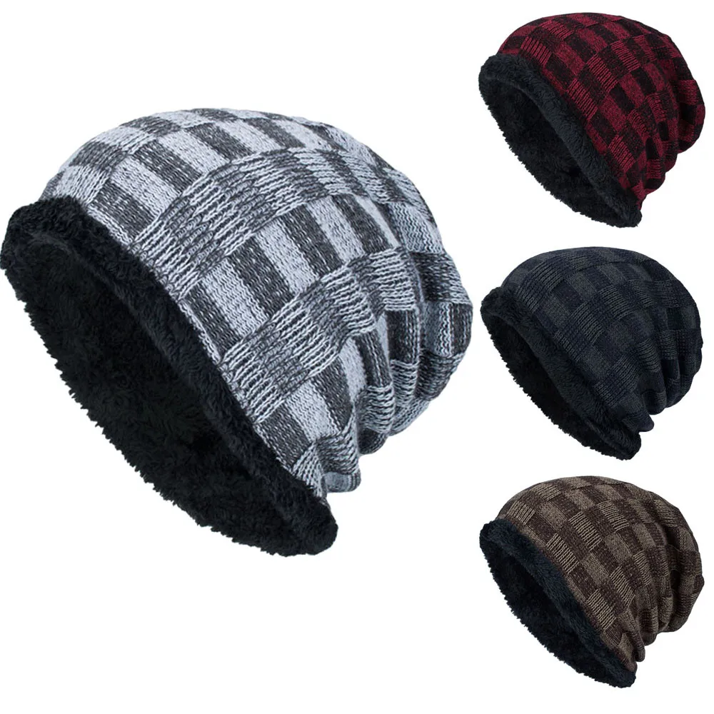 Модные зимние вязаные шапки шарфы Мужская зимняя шапка бини с толстым горлом