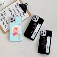 human organs heart meridian phone case wrist strap for iphone 7 8 11 12 x xs xr mini pro max plus hand band transparent clear