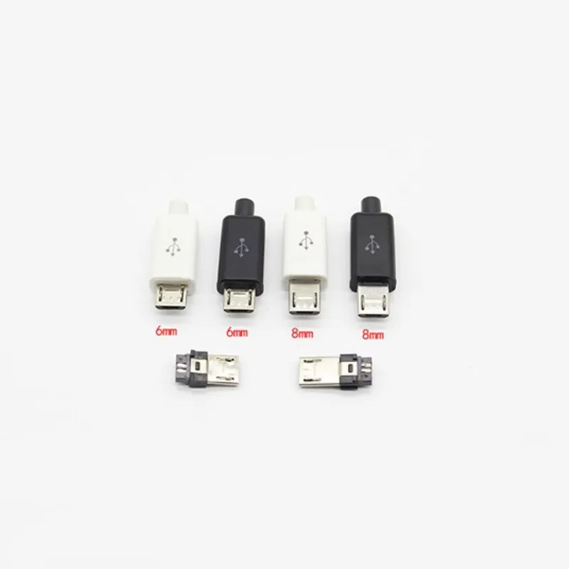 

10pcs Micro USB 5PIN Welding Type Male Plug Connectors Charger 5P USB Tail Charging Socket 4 in 1 White Black