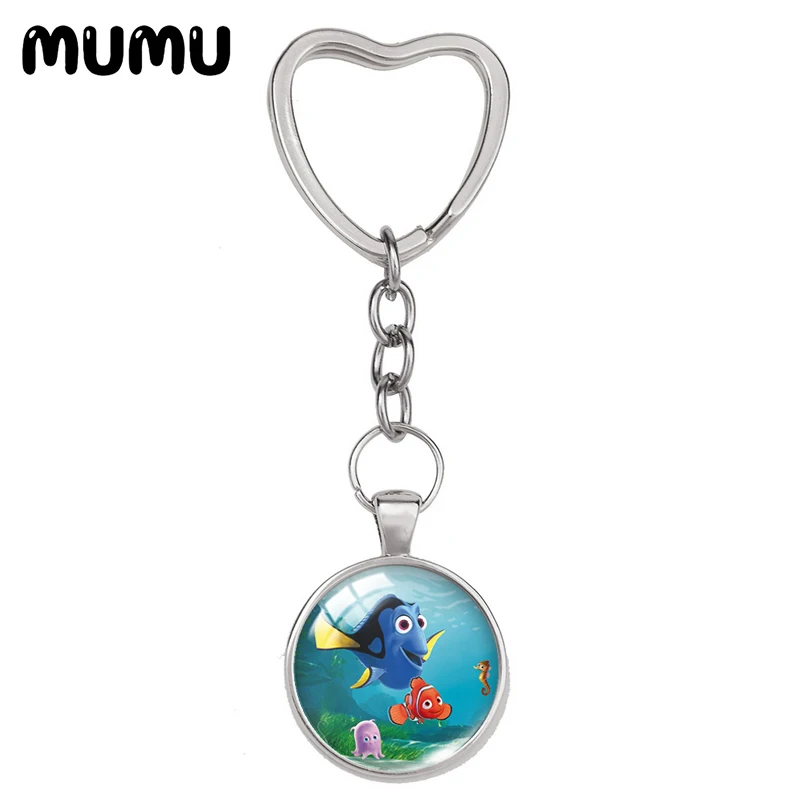 2021 New Finding Nemo Dory Heart Keyring Funny Keychain Glass Dome Cabochon Jewelry Gifts Children | Украшения и аксессуары