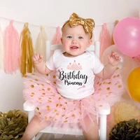 0 24m birthday princess baby short sleeved first birthday party sets girls pink tutu cake suit baby girls outfits shower gift