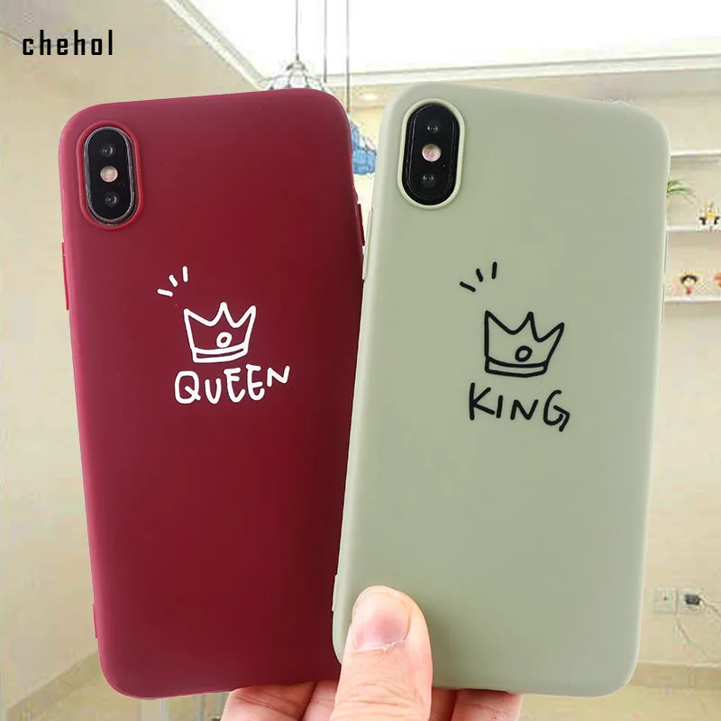 Милый чехол для телефона с короной Iphone 6s 7 8 11 Plus Pro X XS Max XR King Queen Solf силиконовый