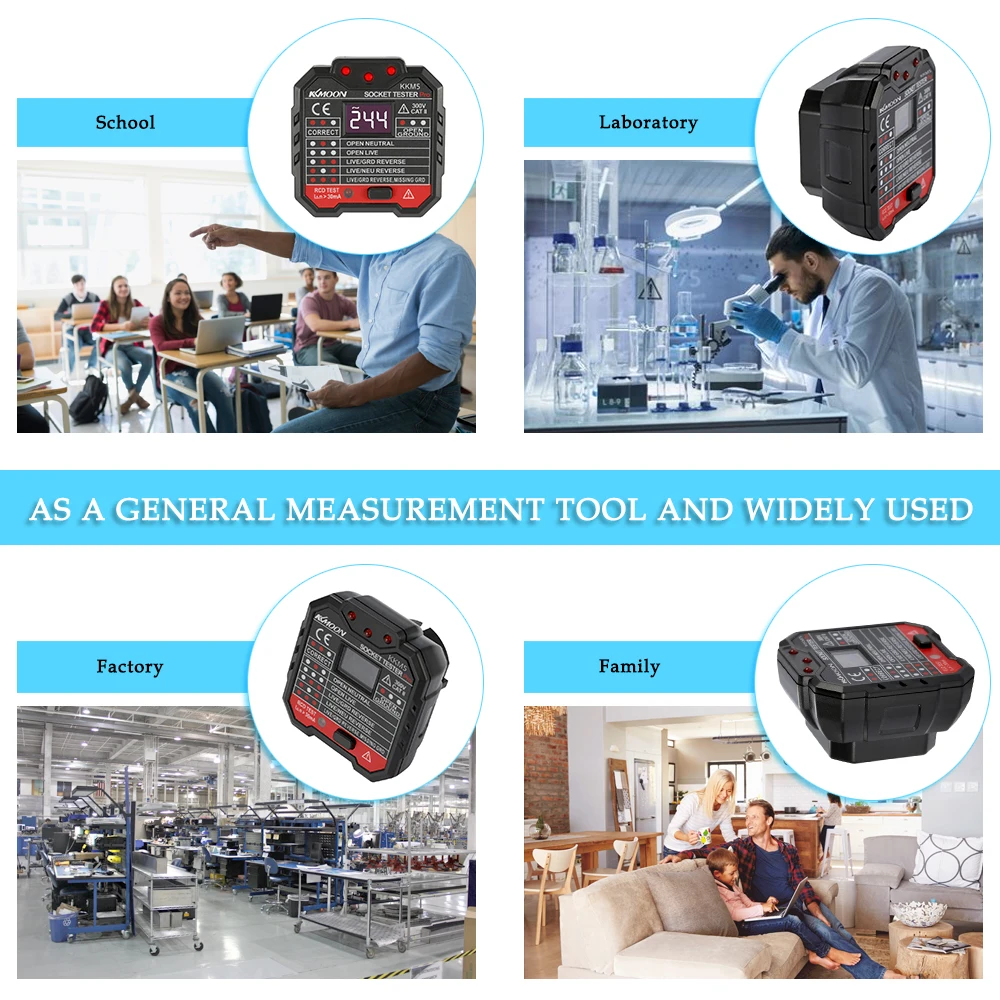 

Digital Display Socket Tester Power Socket Wiring Detection Wall Plug Breaker Finder RCD Test Socket Detector EU/UK/US Plug