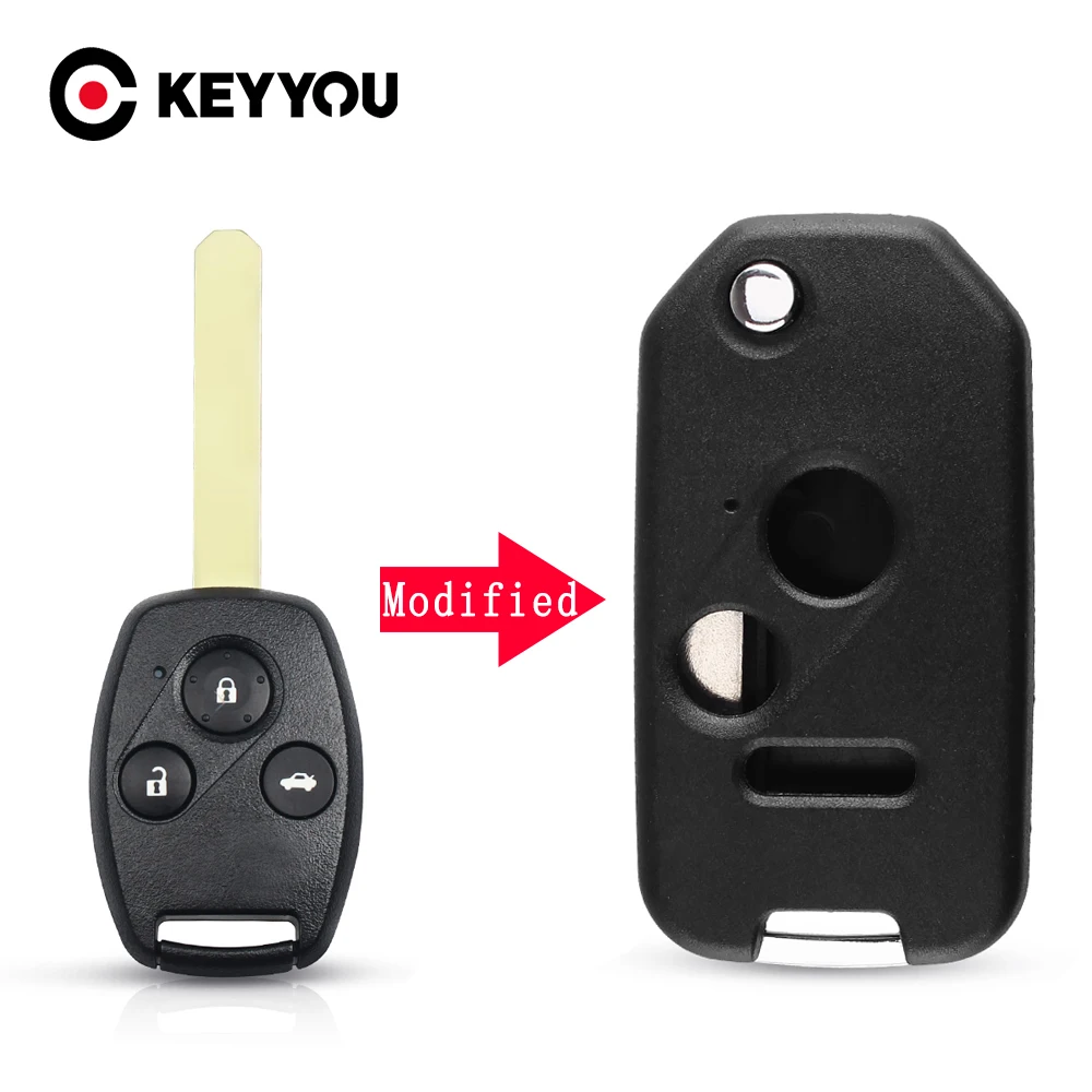 Складная задняя крышка KEYYOU 2 + 1 с 3 кнопками для Honda Odyssey Rigeline Accord CRV Civic Uncut|cover for|buttons