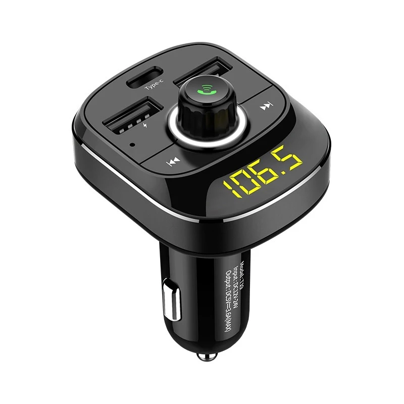 car handsfree bluetooth adapter for kit phone speaker Wireless FM Transmitter Music Playing Type-C Charging Port | Автомобили и