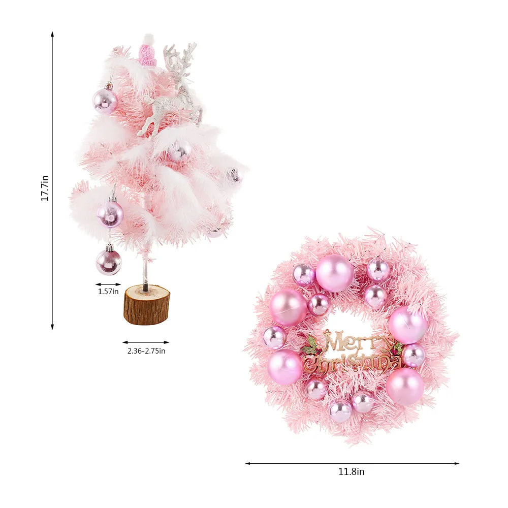 Розовый Рождественский венок висящий на двери ротанг милая Рождественская елка