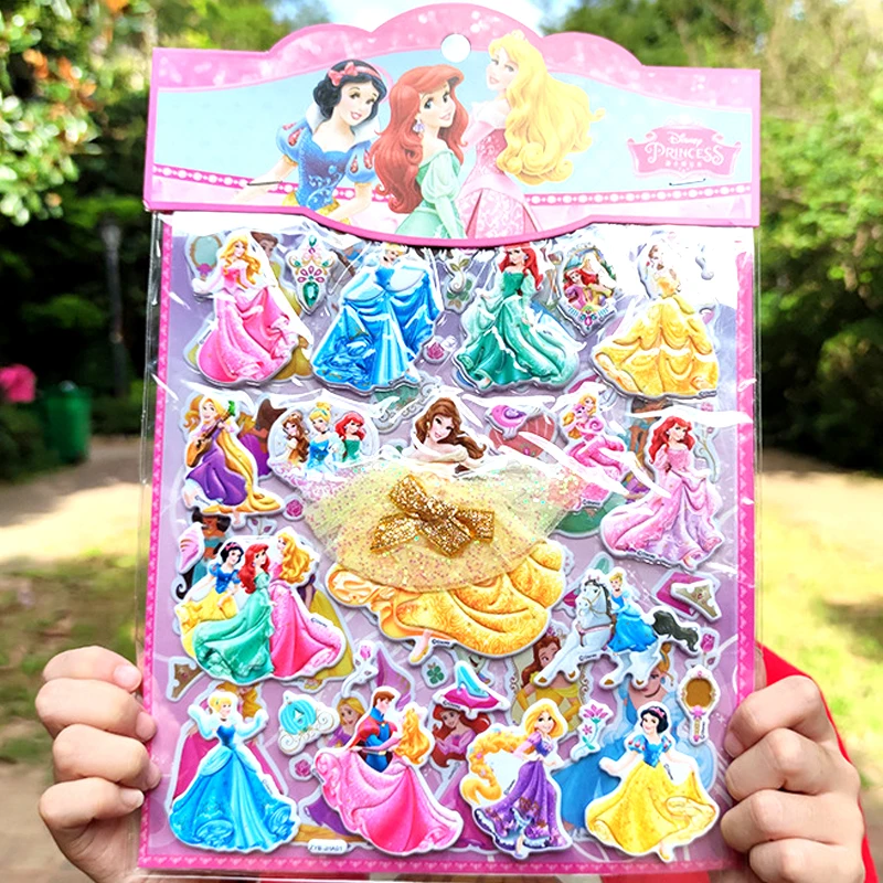 

1set/lot Snow White Cinderella Ariel Jasmine Aurora Princess Girls Favors Water Poof Double-Layer DIY 3D Foam Stickers