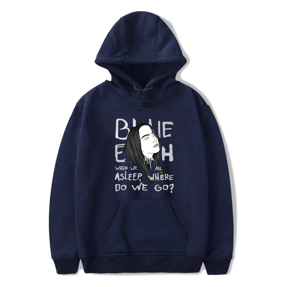 Navy-A Приграничный европейский и американский стиль для Billie Eilish принт тренд для мужчин и женщин с Повседневная Толстовка с капюшоном - Цвет: Navy-A