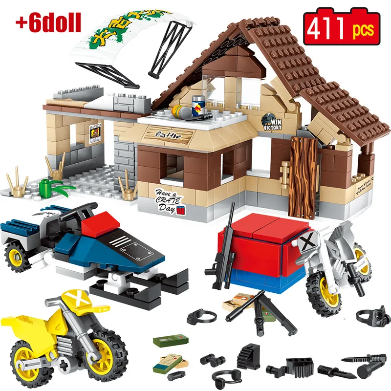 411 шт. строительные блоки для выживания PUBG военная городская полиция солдат