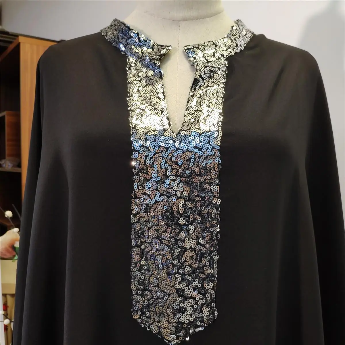 Рамадан мусульманское платье с пайетками абайя женское Дубай рукав летучая мышь