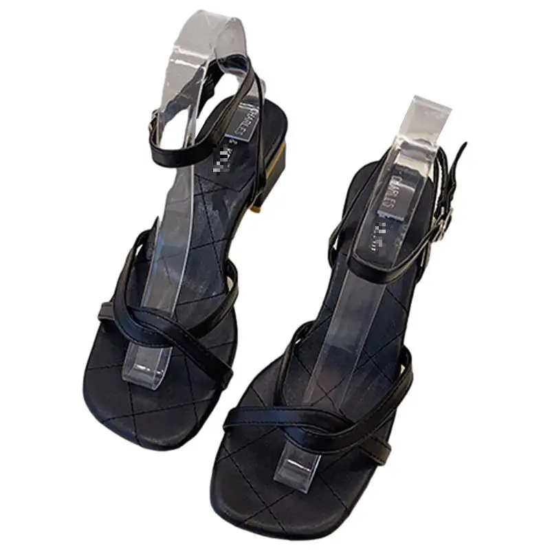 

Roman Sandals 2021 Summer New High Heeled Sandals Thick Heels Buckle Strap Women's Shoes Gladiator Sandalias Mujer Pumps Shoe